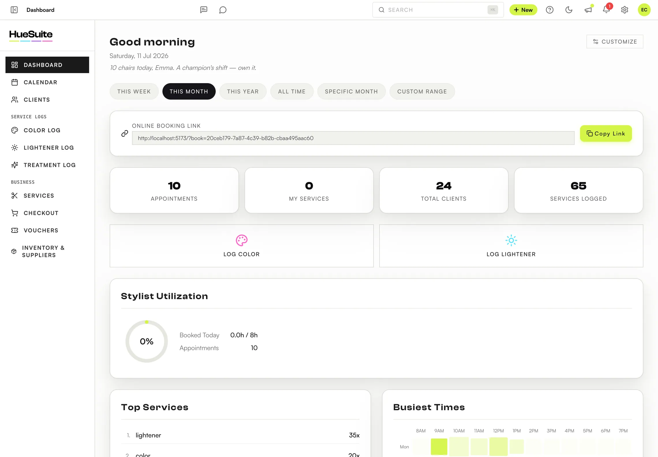 HueSuite dashboard in light mode